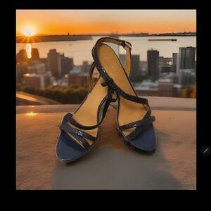 Calvin klein Lorren Heel  Leather Sandal. Color Navy.  Size 9.5
